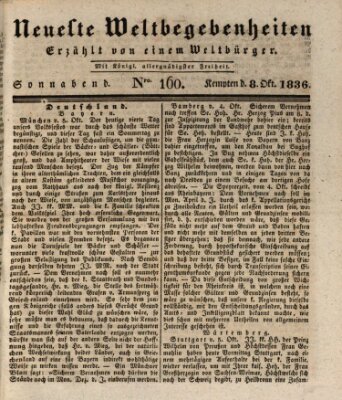 Neueste Weltbegebenheiten (Kemptner Zeitung) Samstag 8. Oktober 1836