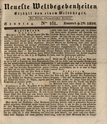 Neueste Weltbegebenheiten (Kemptner Zeitung) Sonntag 9. Oktober 1836