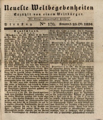 Neueste Weltbegebenheiten (Kemptner Zeitung) Dienstag 25. Oktober 1836