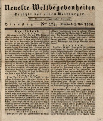 Neueste Weltbegebenheiten (Kemptner Zeitung) Dienstag 1. November 1836