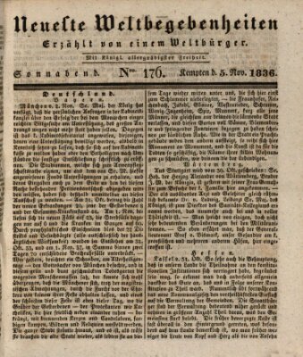 Neueste Weltbegebenheiten (Kemptner Zeitung) Samstag 5. November 1836