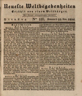 Neueste Weltbegebenheiten (Kemptner Zeitung) Dienstag 22. November 1836