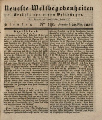 Neueste Weltbegebenheiten (Kemptner Zeitung) Dienstag 29. November 1836