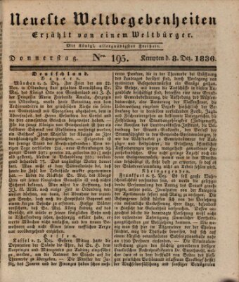 Neueste Weltbegebenheiten (Kemptner Zeitung) Donnerstag 8. Dezember 1836