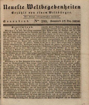 Neueste Weltbegebenheiten (Kemptner Zeitung) Samstag 17. Dezember 1836