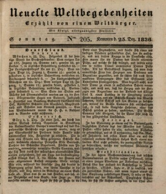 Neueste Weltbegebenheiten (Kemptner Zeitung) Sonntag 25. Dezember 1836