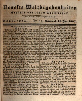 Neueste Weltbegebenheiten (Kemptner Zeitung) Donnerstag 19. Januar 1837