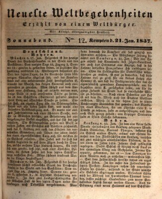 Neueste Weltbegebenheiten (Kemptner Zeitung) Samstag 21. Januar 1837