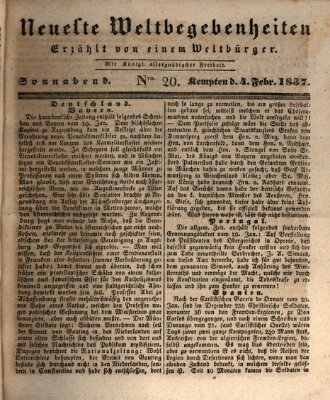 Neueste Weltbegebenheiten (Kemptner Zeitung) Samstag 4. Februar 1837