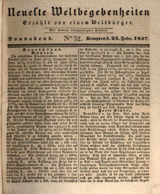 Neueste Weltbegebenheiten (Kemptner Zeitung) Samstag 25. Februar 1837