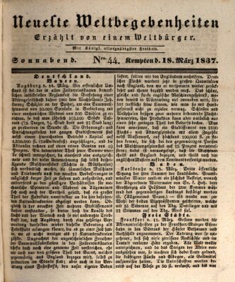 Neueste Weltbegebenheiten (Kemptner Zeitung) Samstag 18. März 1837