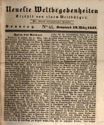 Neueste Weltbegebenheiten (Kemptner Zeitung) Sonntag 19. März 1837