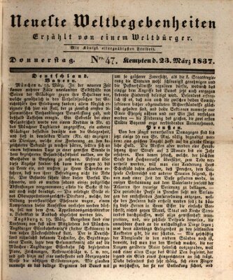 Neueste Weltbegebenheiten (Kemptner Zeitung) Donnerstag 23. März 1837