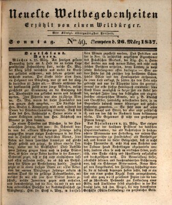 Neueste Weltbegebenheiten (Kemptner Zeitung) Sonntag 26. März 1837