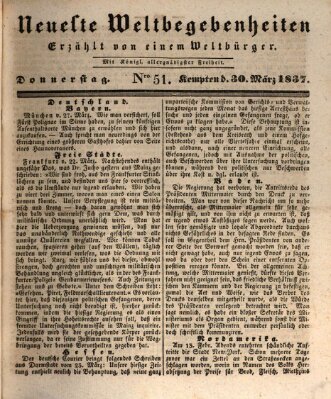 Neueste Weltbegebenheiten (Kemptner Zeitung) Donnerstag 30. März 1837