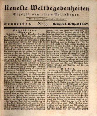 Neueste Weltbegebenheiten (Kemptner Zeitung) Donnerstag 6. April 1837