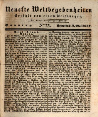 Neueste Weltbegebenheiten (Kemptner Zeitung) Sonntag 7. Mai 1837