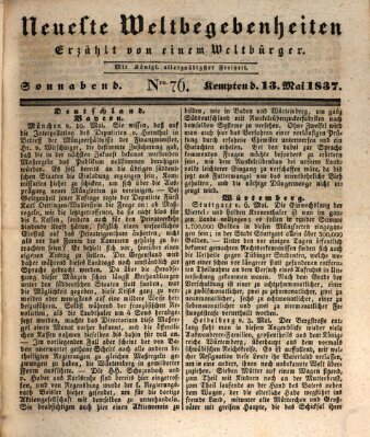 Neueste Weltbegebenheiten (Kemptner Zeitung) Samstag 13. Mai 1837