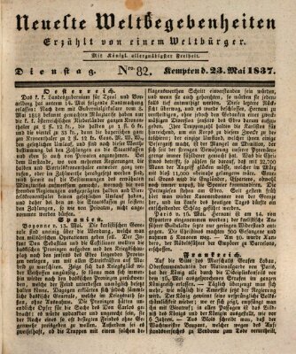 Neueste Weltbegebenheiten (Kemptner Zeitung) Dienstag 23. Mai 1837