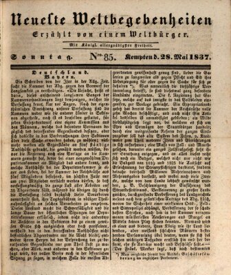 Neueste Weltbegebenheiten (Kemptner Zeitung) Sonntag 28. Mai 1837