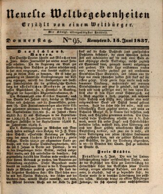 Neueste Weltbegebenheiten (Kemptner Zeitung) Donnerstag 15. Juni 1837