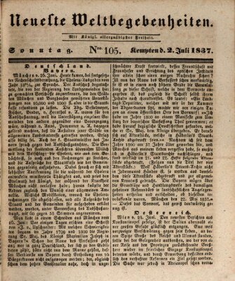 Neueste Weltbegebenheiten (Kemptner Zeitung) Sonntag 2. Juli 1837