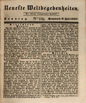 Neueste Weltbegebenheiten (Kemptner Zeitung) Sonntag 9. Juli 1837