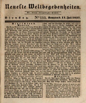 Neueste Weltbegebenheiten (Kemptner Zeitung) Dienstag 11. Juli 1837