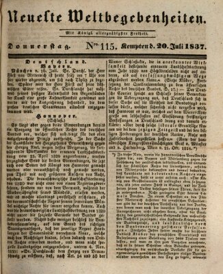 Neueste Weltbegebenheiten (Kemptner Zeitung) Donnerstag 20. Juli 1837