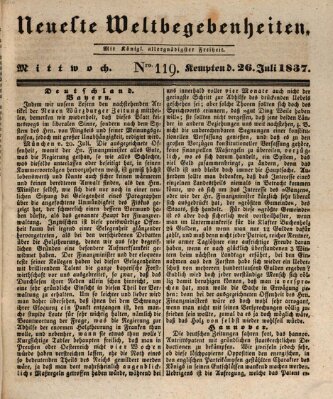 Neueste Weltbegebenheiten (Kemptner Zeitung) Mittwoch 26. Juli 1837