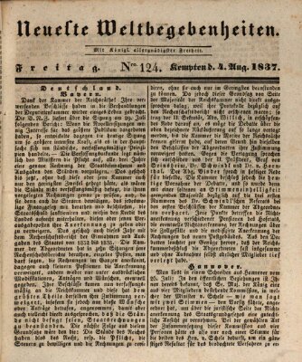 Neueste Weltbegebenheiten (Kemptner Zeitung) Freitag 4. August 1837