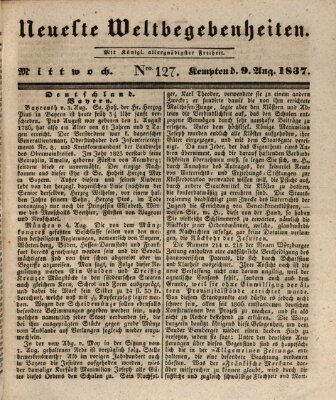 Neueste Weltbegebenheiten (Kemptner Zeitung) Mittwoch 9. August 1837