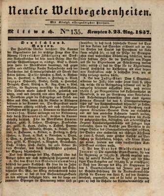 Neueste Weltbegebenheiten (Kemptner Zeitung) Mittwoch 23. August 1837