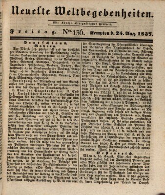 Neueste Weltbegebenheiten (Kemptner Zeitung) Freitag 25. August 1837