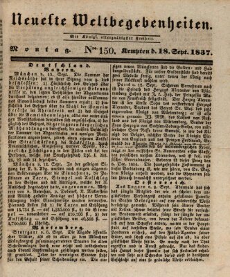 Neueste Weltbegebenheiten (Kemptner Zeitung) Montag 18. September 1837