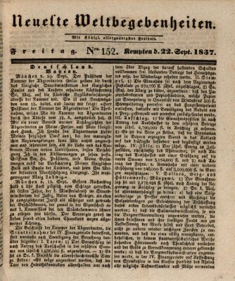 Neueste Weltbegebenheiten (Kemptner Zeitung) Freitag 22. September 1837