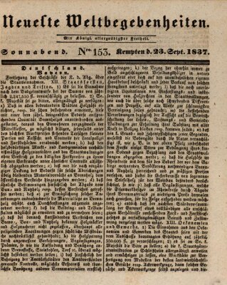 Neueste Weltbegebenheiten (Kemptner Zeitung) Samstag 23. September 1837