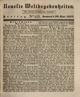 Neueste Weltbegebenheiten (Kemptner Zeitung) Freitag 29. September 1837