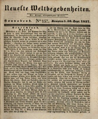 Neueste Weltbegebenheiten (Kemptner Zeitung) Samstag 30. September 1837