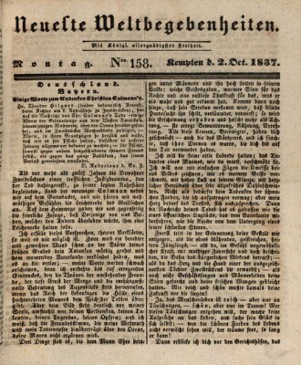 Neueste Weltbegebenheiten (Kemptner Zeitung) Montag 2. Oktober 1837