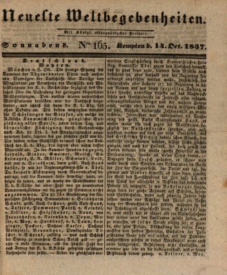 Neueste Weltbegebenheiten (Kemptner Zeitung) Samstag 14. Oktober 1837