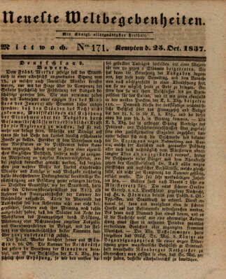 Neueste Weltbegebenheiten (Kemptner Zeitung) Mittwoch 25. Oktober 1837