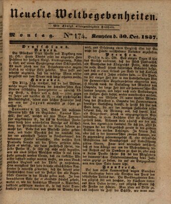 Neueste Weltbegebenheiten (Kemptner Zeitung) Montag 30. Oktober 1837