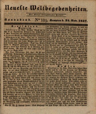 Neueste Weltbegebenheiten (Kemptner Zeitung) Samstag 25. November 1837