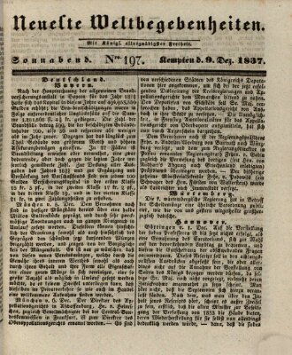 Neueste Weltbegebenheiten (Kemptner Zeitung) Samstag 9. Dezember 1837