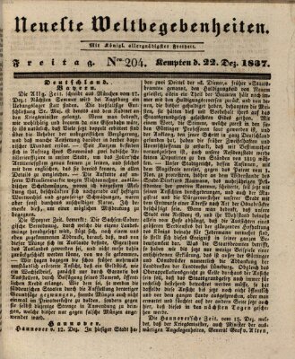 Neueste Weltbegebenheiten (Kemptner Zeitung) Freitag 22. Dezember 1837