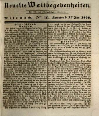 Neueste Weltbegebenheiten (Kemptner Zeitung) Mittwoch 17. Januar 1838