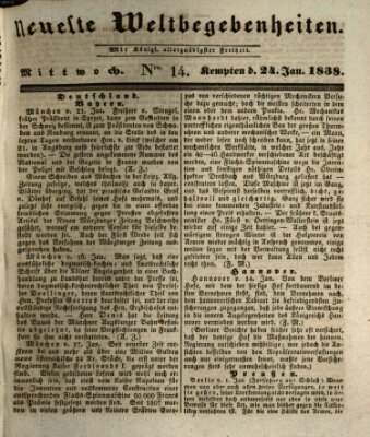 Neueste Weltbegebenheiten (Kemptner Zeitung) Mittwoch 24. Januar 1838