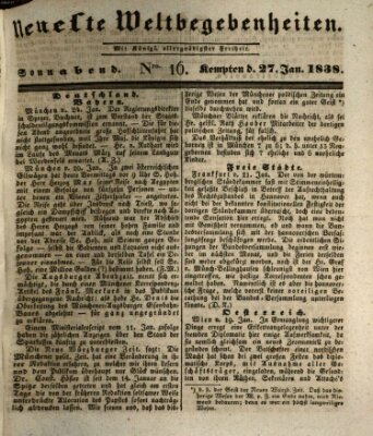 Neueste Weltbegebenheiten (Kemptner Zeitung) Samstag 27. Januar 1838