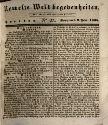 Neueste Weltbegebenheiten (Kemptner Zeitung) Freitag 9. Februar 1838